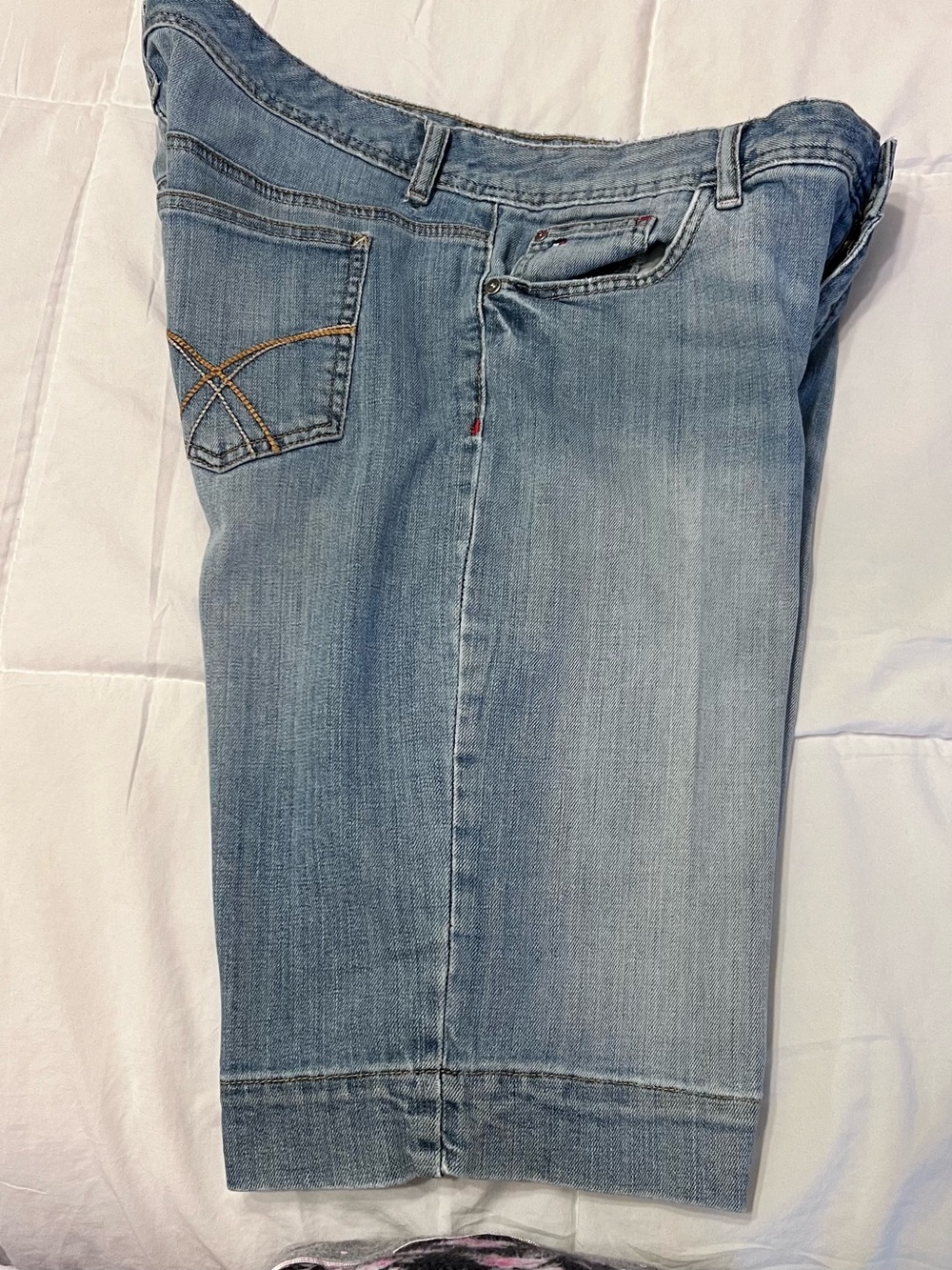 Tommy Hilfiger Light Blue Denim Shorts with Red Stitching - Picture 8 of 10